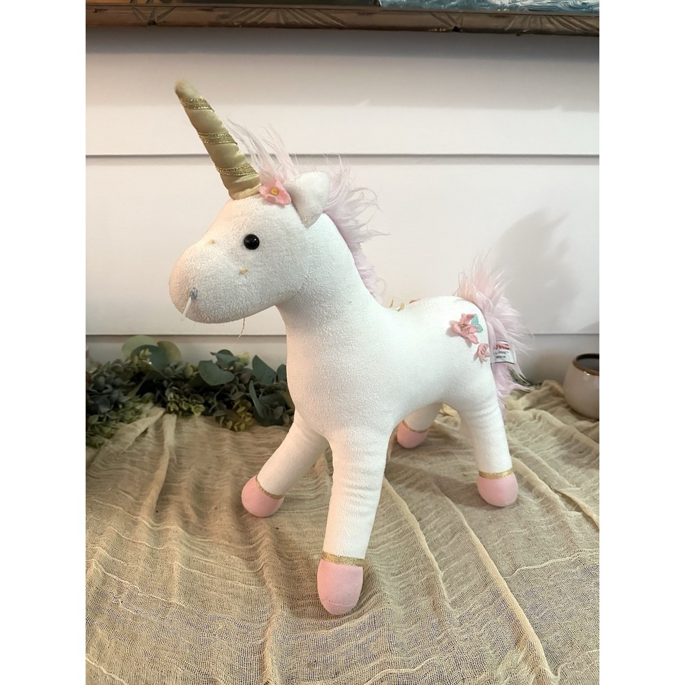 Gund Unicorn 13" LilyRose White‎ Horse Pink Flowers Stuffed Animal Plush 4056316